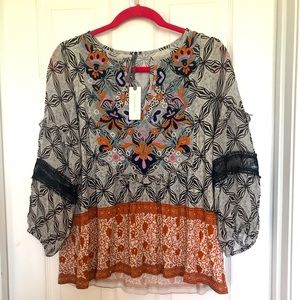 Flowy Anthropologie peasant top. NWT. Size small.
